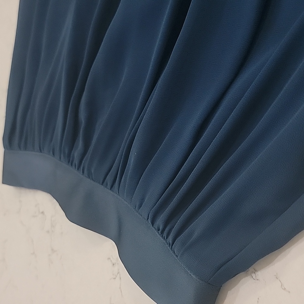 Eva Mendes NY&Co Teal Blue Sheer Panel Fairycore Maxi Skirt Sz 2 - Picture 5 of 13